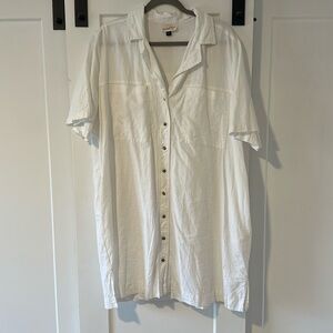 Universal Thread White Linen Blend Shirt Dress w/ Pockets